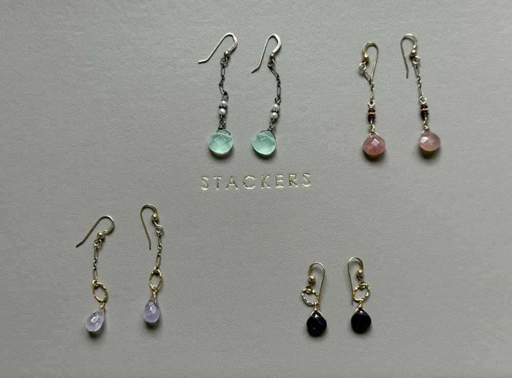 Set of 4 Gemstone Dangle Earrings – Feminine Pastel Jewelry Lot